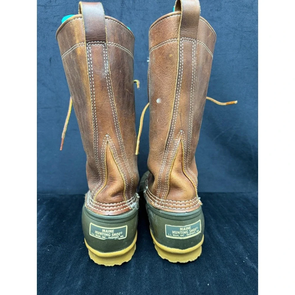 Vtg LL Bean Maine Hunting Shoe Brown Leather 11.5